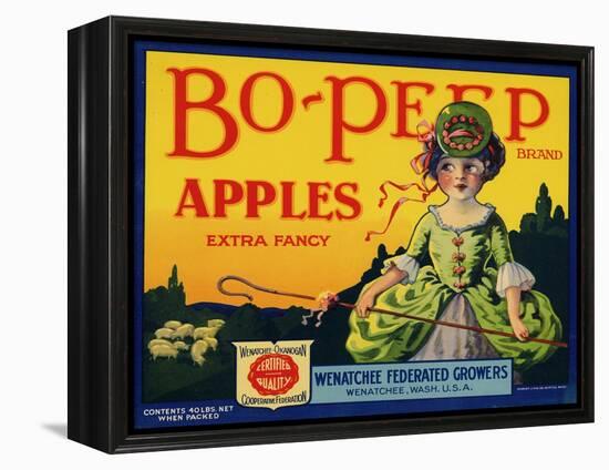 Fruit Crate Labels: Bo-Peep Brand Apples, Extra Fancy; Wenatchee-Okanogan Cooperative Federation-null-Framed Stretched Canvas