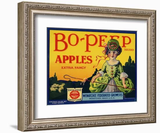 Fruit Crate Labels: Bo-Peep Brand Apples, Extra Fancy; Wenatchee-Okanogan Cooperative Federation-null-Framed Art Print