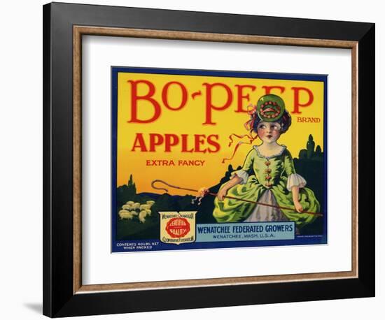 Fruit Crate Labels: Bo-Peep Brand Apples, Extra Fancy; Wenatchee-Okanogan Cooperative Federation-null-Framed Art Print