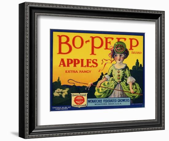 Fruit Crate Labels: Bo-Peep Brand Apples, Extra Fancy; Wenatchee-Okanogan Cooperative Federation-null-Framed Art Print