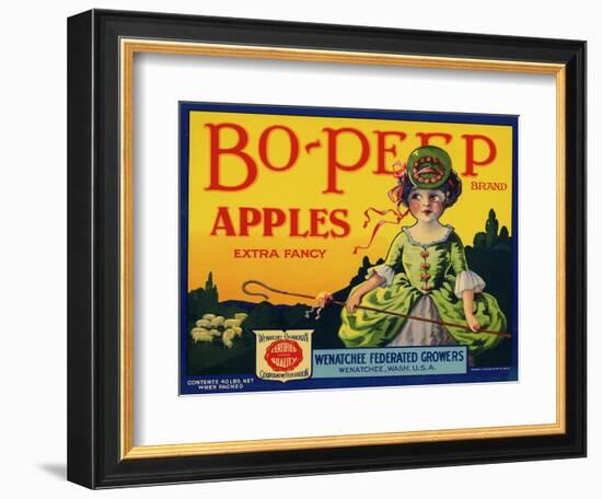 Fruit Crate Labels: Bo-Peep Brand Apples, Extra Fancy; Wenatchee-Okanogan Cooperative Federation-null-Framed Art Print