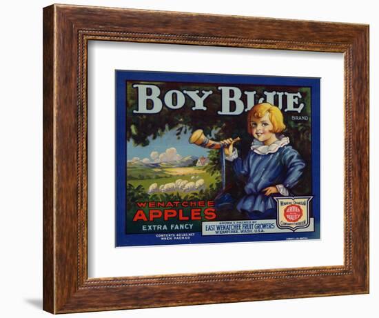 Fruit Crate Labels: Boy Blue Brand Wenatchee Apples; East Wenatchee Fruit Growers-null-Framed Art Print