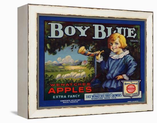 Fruit Crate Labels: Boy Blue Brand Wenatchee Apples; East Wenatchee Fruit Growers-null-Framed Stretched Canvas