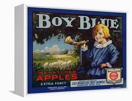 Fruit Crate Labels: Boy Blue Brand Wenatchee Apples; East Wenatchee Fruit Growers-null-Framed Stretched Canvas