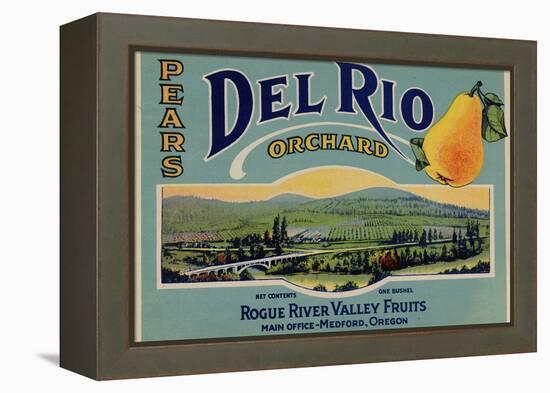 Fruit Crate Labels: Del Rio Orchard Pears; Rogue River Valley Fruits-null-Framed Stretched Canvas