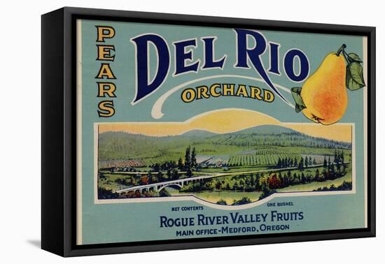 Fruit Crate Labels: Del Rio Orchard Pears; Rogue River Valley Fruits-null-Framed Stretched Canvas