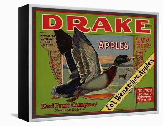 Fruit Crate Labels: Drake Brand Apples; Earl Fruit Company-null-Framed Stretched Canvas