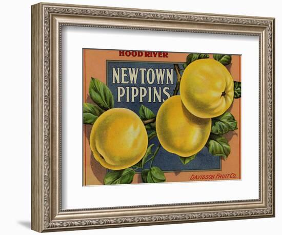 Fruit Crate Labels: Newtown Pippins; Davidson Fruit Company-null-Framed Art Print