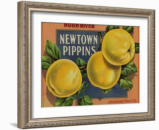 Fruit Crate Labels: Newtown Pippins; Davidson Fruit Company-null-Framed Art Print