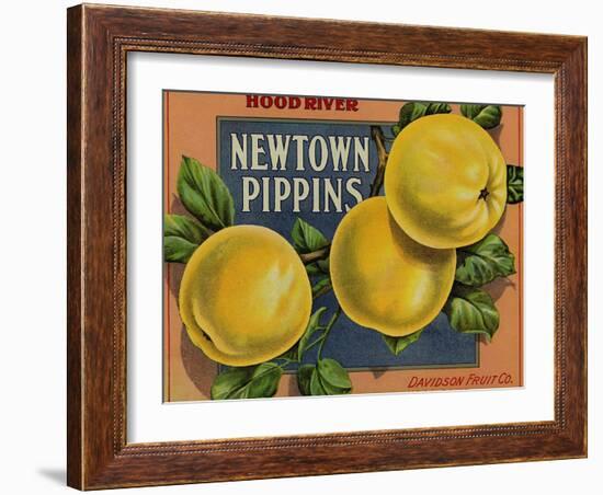 Fruit Crate Labels: Newtown Pippins; Davidson Fruit Company-null-Framed Art Print