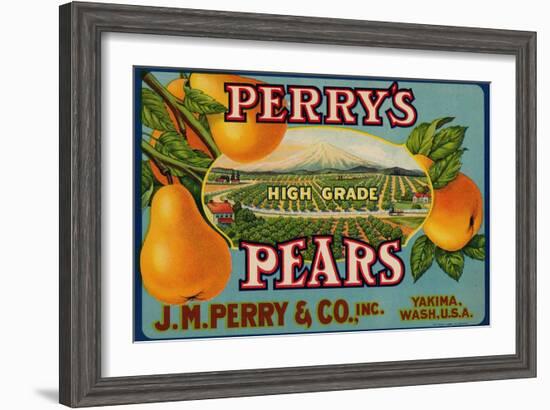 Fruit Crate Labels: Perry’s High Grade Pears; J.M. Perry and Company, Inc.-null-Framed Art Print