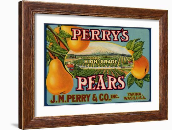 Fruit Crate Labels: Perry’s High Grade Pears; J.M. Perry and Company, Inc.-null-Framed Art Print
