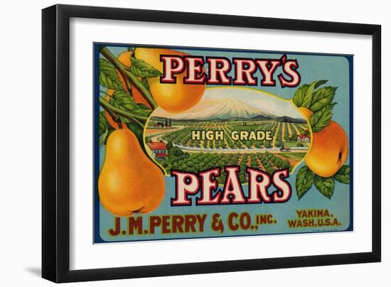 Fruit Crate Labels: Perry’s High Grade Pears; J.M. Perry and Company, Inc.--Framed Art Print