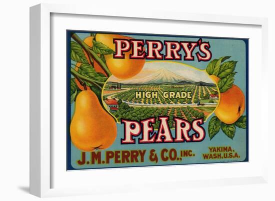 Fruit Crate Labels: Perry’s High Grade Pears; J.M. Perry and Company, Inc.--Framed Art Print