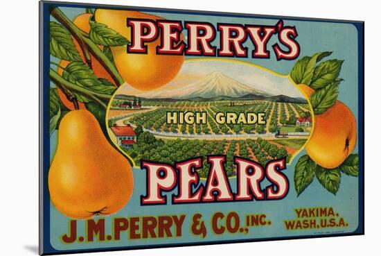 Fruit Crate Labels: Perry’s High Grade Pears; J.M. Perry and Company, Inc.-null-Mounted Art Print