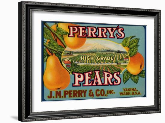 Fruit Crate Labels: Perry’s High Grade Pears; J.M. Perry and Company, Inc.--Framed Art Print