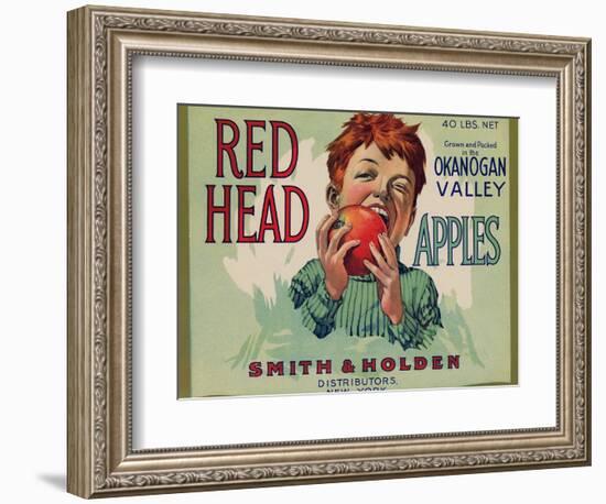 Fruit Crate Labels: Red Head Apples; Distributed by Smith and Holden, New York-null-Framed Premium Giclee Print