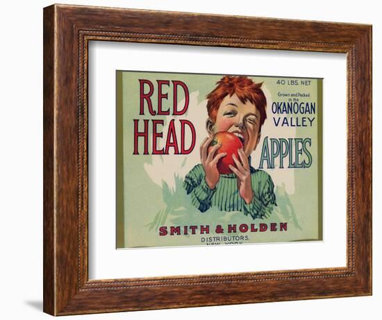 Fruit Crate Labels: Red Head Apples; Distributed by Smith and Holden, New York-null-Framed Premium Giclee Print