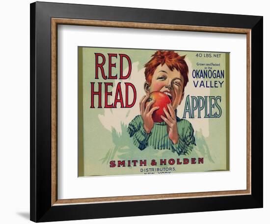 Fruit Crate Labels: Red Head Apples; Distributed by Smith and Holden, New York-null-Framed Premium Giclee Print