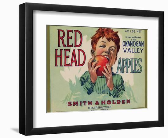 Fruit Crate Labels: Red Head Apples; Distributed by Smith and Holden, New York-null-Framed Premium Giclee Print