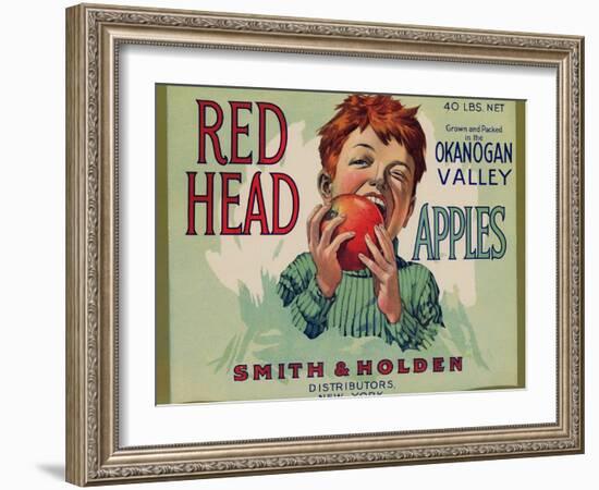 Fruit Crate Labels: Red Head Apples; Distributed by Smith and Holden, New York-null-Framed Art Print