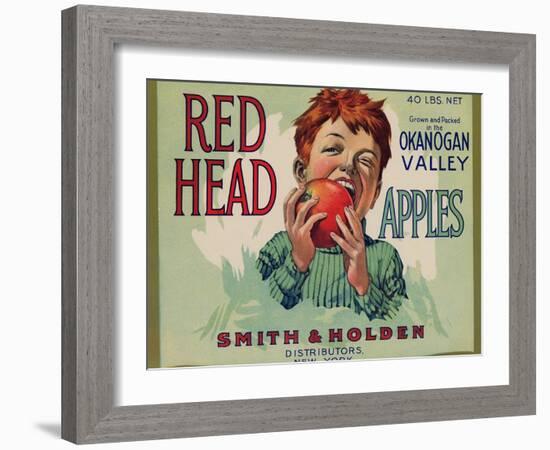 Fruit Crate Labels: Red Head Apples; Distributed by Smith and Holden, New York-null-Framed Art Print
