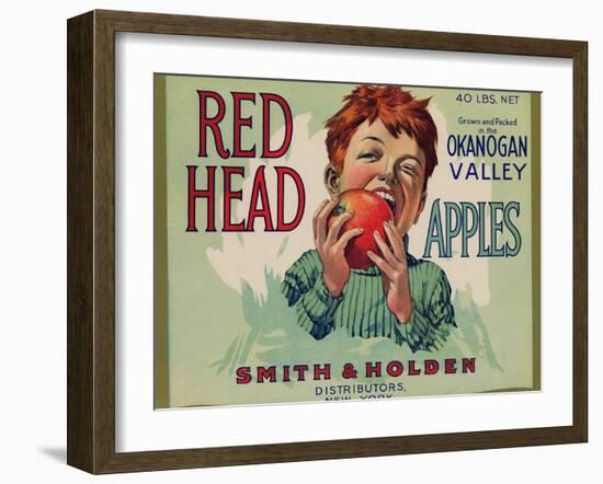 Fruit Crate Labels: Red Head Apples; Distributed by Smith and Holden, New York-null-Framed Art Print