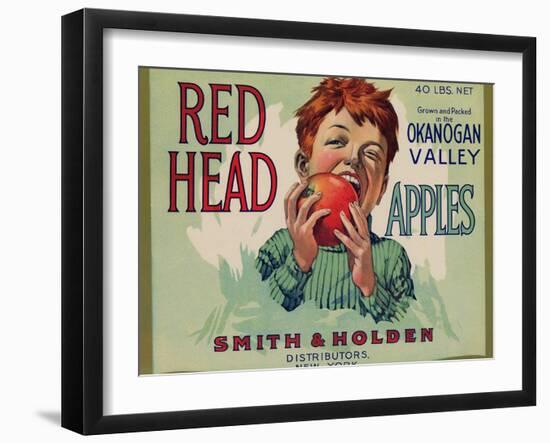 Fruit Crate Labels: Red Head Apples; Distributed by Smith and Holden, New York-null-Framed Art Print