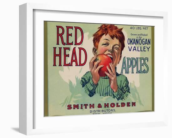 Fruit Crate Labels: Red Head Apples; Distributed by Smith and Holden, New York-null-Framed Art Print