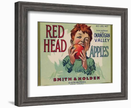 Fruit Crate Labels: Red Head Apples; Distributed by Smith and Holden, New York-null-Framed Art Print