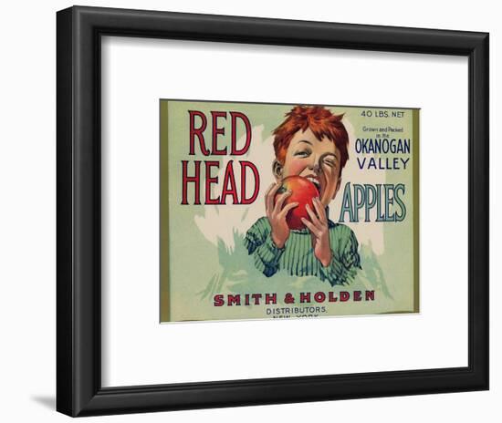 Fruit Crate Labels: Red Head Apples; Distributed by Smith and Holden, New York-null-Framed Art Print