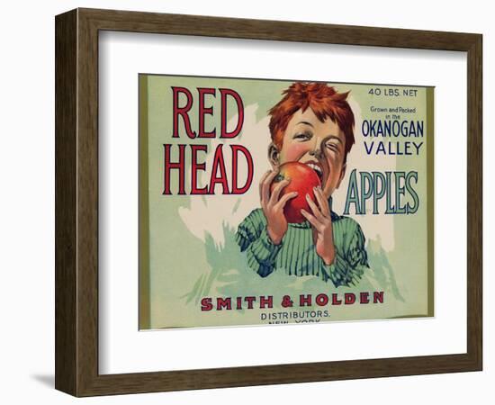 Fruit Crate Labels: Red Head Apples; Distributed by Smith and Holden, New York-null-Framed Art Print