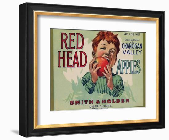 Fruit Crate Labels: Red Head Apples; Distributed by Smith and Holden, New York--Framed Art Print