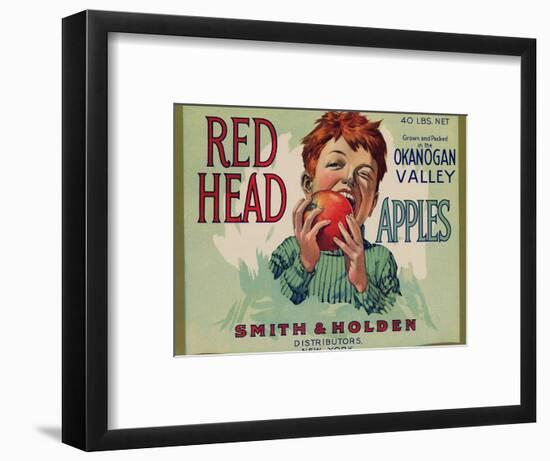 Fruit Crate Labels: Red Head Apples; Distributed by Smith and Holden, New York-null-Framed Art Print