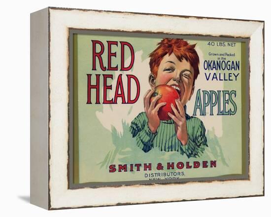 Fruit Crate Labels: Red Head Apples; Distributed by Smith and Holden, New York-null-Framed Stretched Canvas