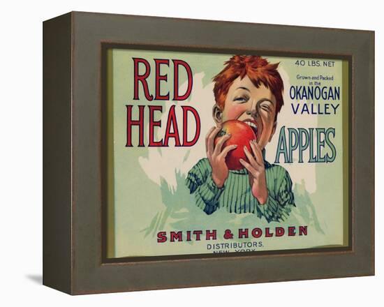 Fruit Crate Labels: Red Head Apples; Distributed by Smith and Holden, New York-null-Framed Stretched Canvas
