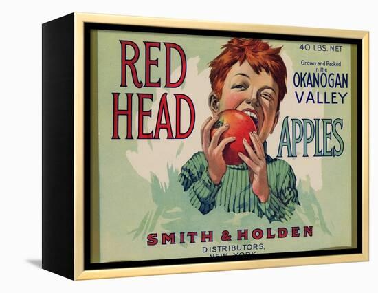 Fruit Crate Labels: Red Head Apples; Distributed by Smith and Holden, New York-null-Framed Stretched Canvas