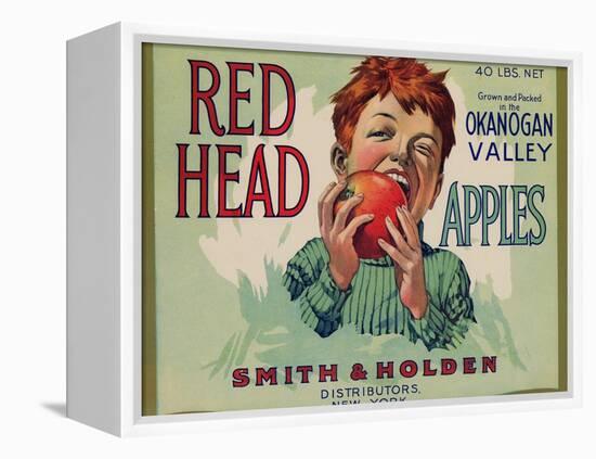 Fruit Crate Labels: Red Head Apples; Distributed by Smith and Holden, New York-null-Framed Stretched Canvas