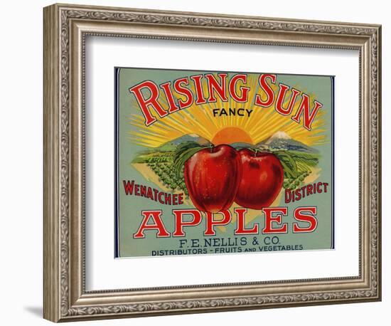 Fruit Crate Labels: Rising Sun Fancy Apples; F.E. Nellis and Company-null-Framed Art Print