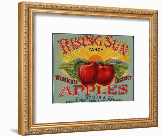 Fruit Crate Labels: Rising Sun Fancy Apples; F.E. Nellis and Company-null-Framed Art Print