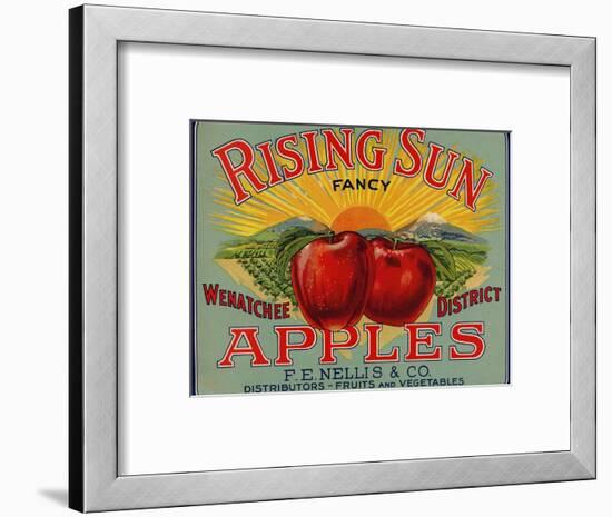 Fruit Crate Labels: Rising Sun Fancy Apples; F.E. Nellis and Company-null-Framed Art Print