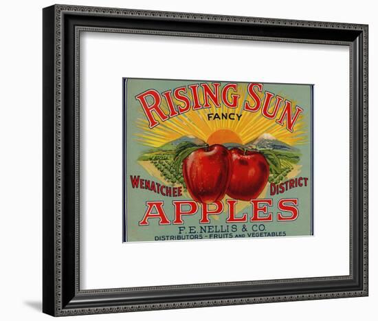 Fruit Crate Labels: Rising Sun Fancy Apples; F.E. Nellis and Company-null-Framed Art Print