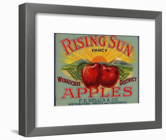 Fruit Crate Labels: Rising Sun Fancy Apples; F.E. Nellis and Company-null-Framed Art Print