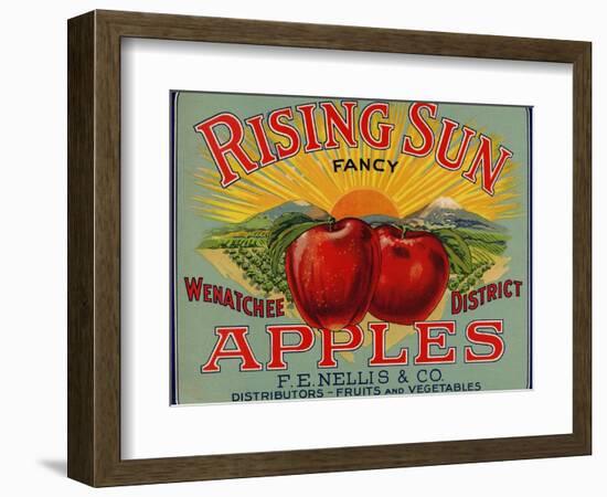 Fruit Crate Labels: Rising Sun Fancy Apples; F.E. Nellis and Company-null-Framed Art Print