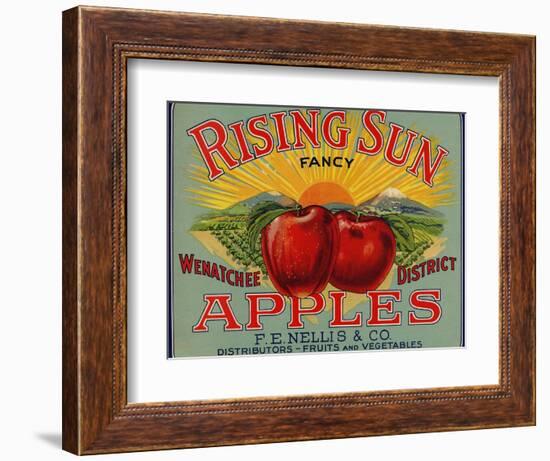 Fruit Crate Labels: Rising Sun Fancy Apples; F.E. Nellis and Company--Framed Art Print