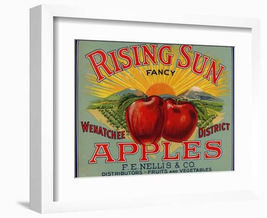 Fruit Crate Labels: Rising Sun Fancy Apples; F.E. Nellis and Company-null-Framed Art Print