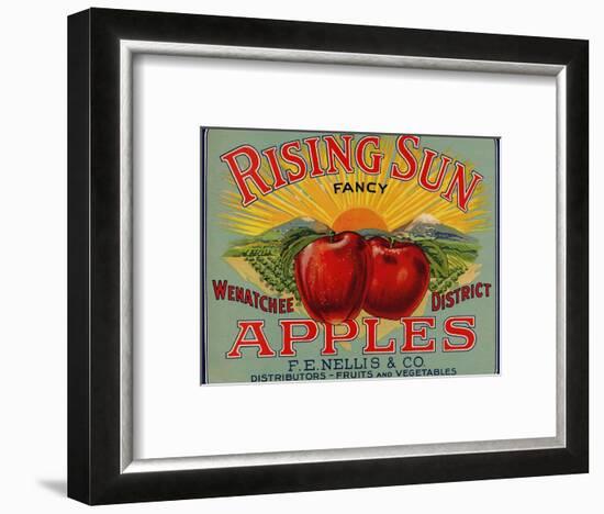 Fruit Crate Labels: Rising Sun Fancy Apples; F.E. Nellis and Company-null-Framed Art Print