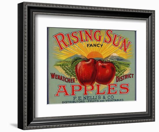 Fruit Crate Labels: Rising Sun Fancy Apples; F.E. Nellis and Company-null-Framed Art Print