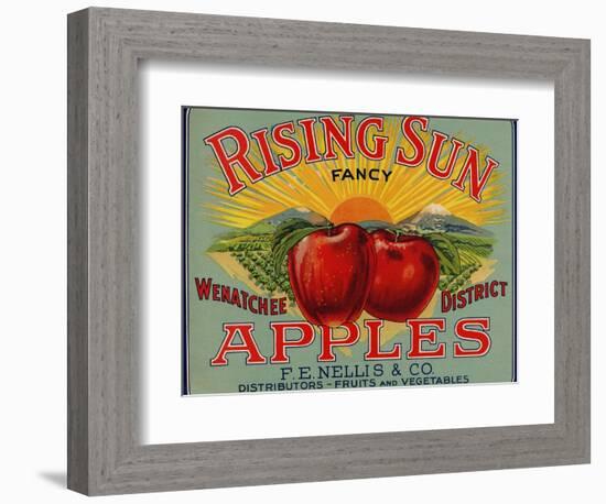 Fruit Crate Labels: Rising Sun Fancy Apples; F.E. Nellis and Company-null-Framed Premium Giclee Print