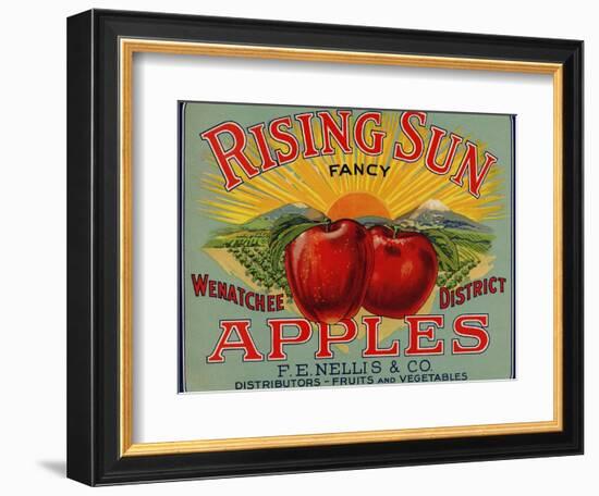 Fruit Crate Labels: Rising Sun Fancy Apples; F.E. Nellis and Company-null-Framed Premium Giclee Print